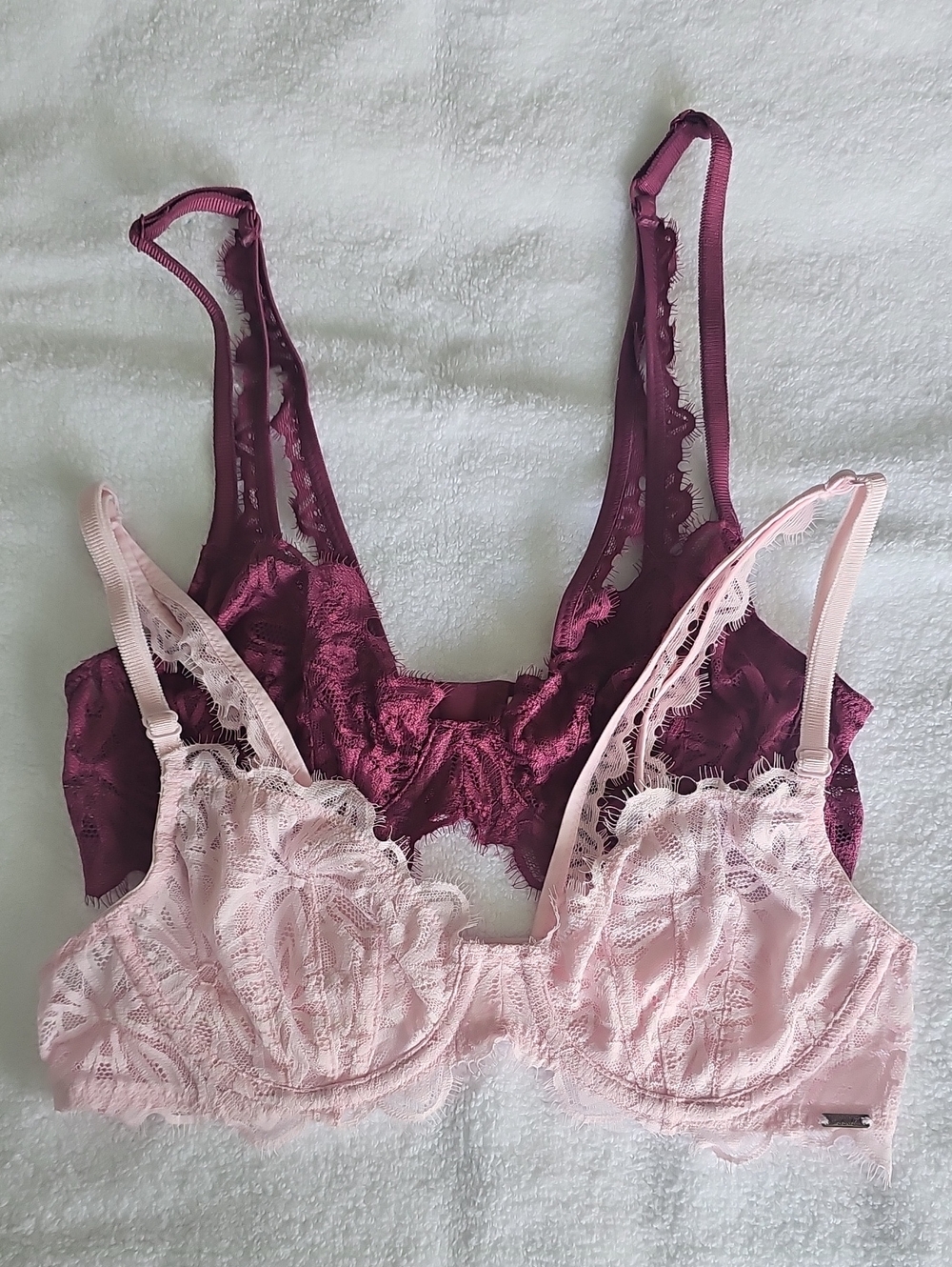 Victoria's Secret Lace Bralette Duo - Light Pink & Wine